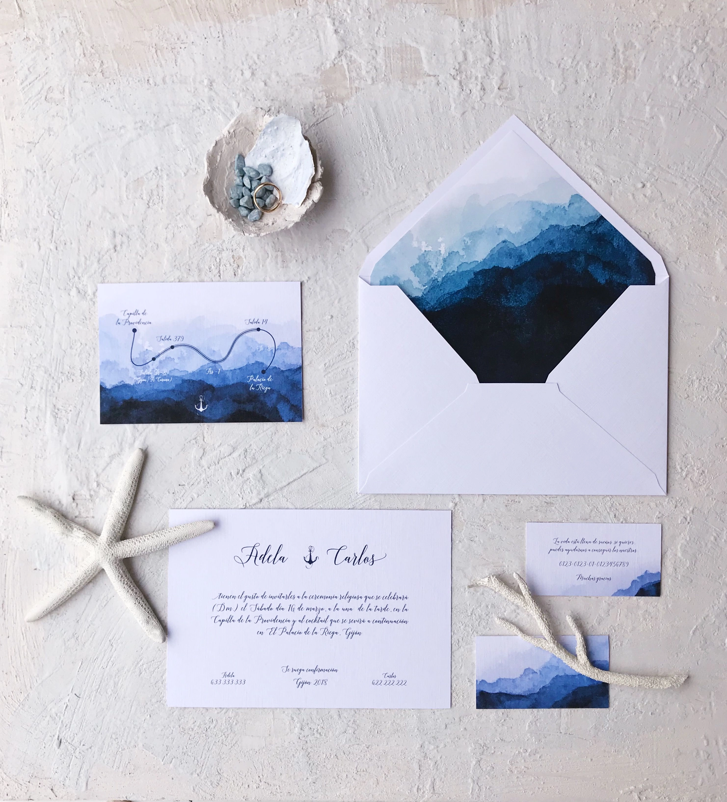 Tarjetas de boda Marmarina